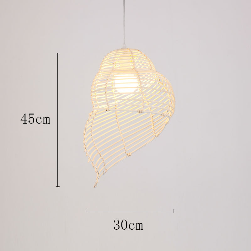 Vintage rattan straw hat chandelier rattan art round bird's nest Chinese pastoral hotel restaurant agritainment bed and breakfast straw hat lamp