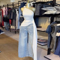 European and american cross-border women's fashion:  spring new arrival - elegant asymmetrical off-shoulder slim-fit white camisole top