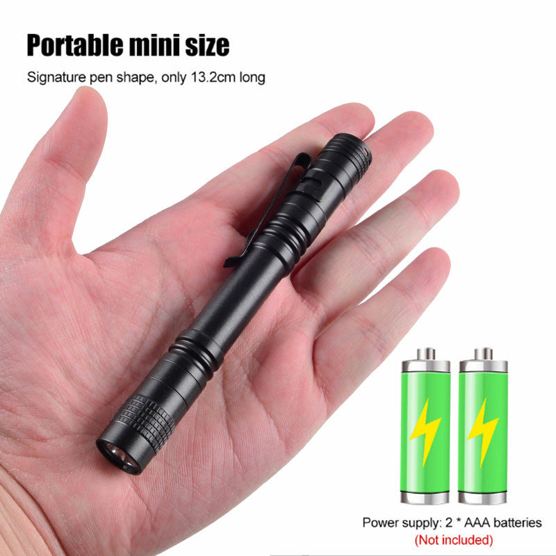 Cross-border Portable Mini LED Flashlight Aluminum Alloy Pen Shaped Household Hand Flashlight AAA Outdoor Strong Light Flashlight