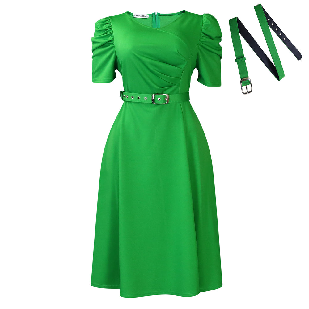 C8616  foreign trade women's fashion pleated elegant v-neck swing dress - cross-border african style dress