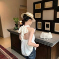 European and american cross-border women's fashion:  autumn new arrival - solid color sleeveless halter neck sexy backless pleated mini dress