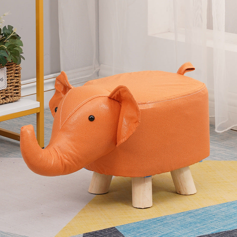 Elephant stool - kids' animal stool - solid wood shoe bench - creative small stool - home living room cartoon cute low stool