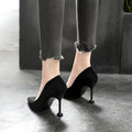 Student etiquette high heels women's stiletto heel popular2022spring & fallnew arrival pointed black fashioneasiest for match professional flats