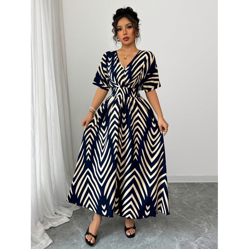 listing: new  women's elegant printed v-neck dress