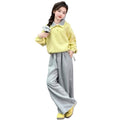 Girls'  spring/autumn new arrival: versatile casual loose-fit sweatpants set - two-piece outfit with floor-length straight-leg pants