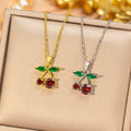 [titanium steel] japanese and korean cross-border popular cherry necklace for women, versatile, fashionable and high-end inlaid clavicle chain accessories