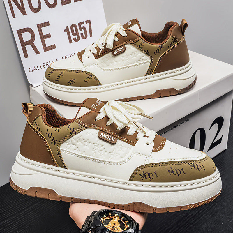Men's shoes 2026 spring new breathable athletic casual sneakers men's shoes thick sole height increasing white student trendy shoes