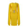 D412 women's foreign trade autumn/winter  new solid color bodycon sexy cape dress plus size african dress