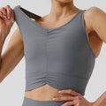 environmental-friendly sports bra with chest pad tight back yoga bra pleated ribbed fitness sports intimates