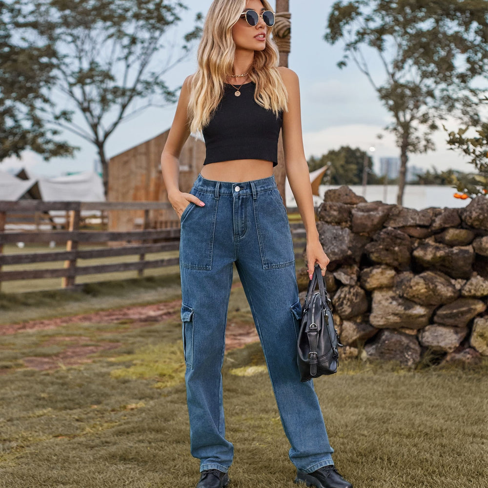 Insfashion cross-border  new arrival denim semi-elastic design stylisheasiest for matchworkwear pants  women's fashion