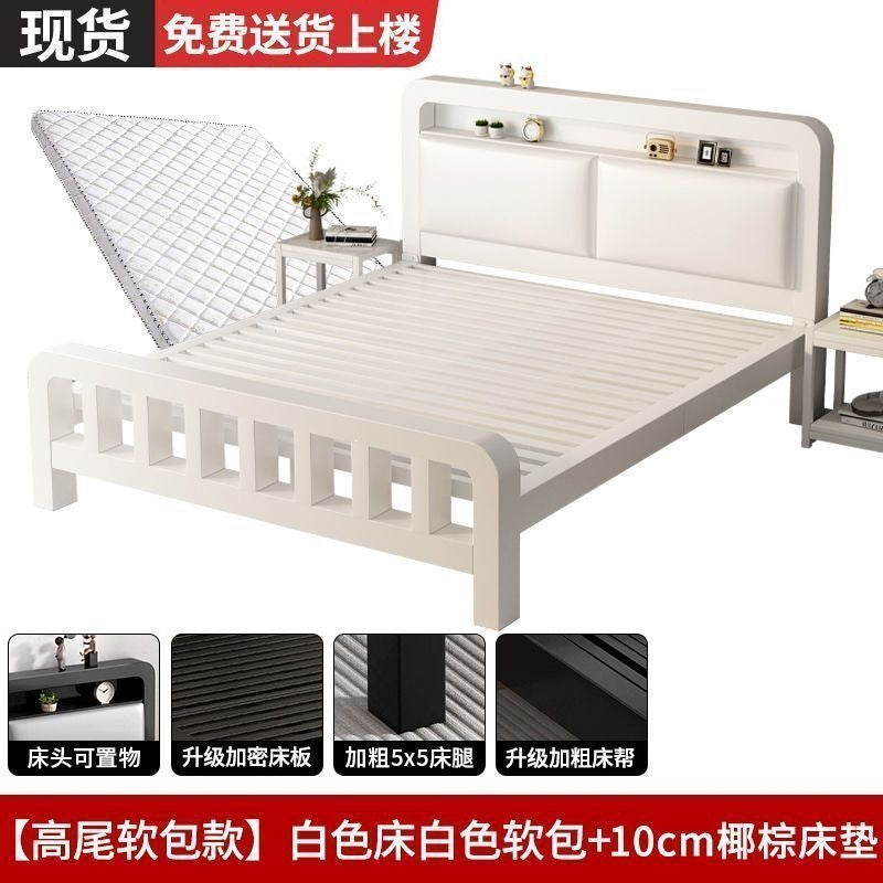 Iron frame bed double bed for home1.5 iron bed reinforced thickened1.8 economical kids single bed iron bed bedroom