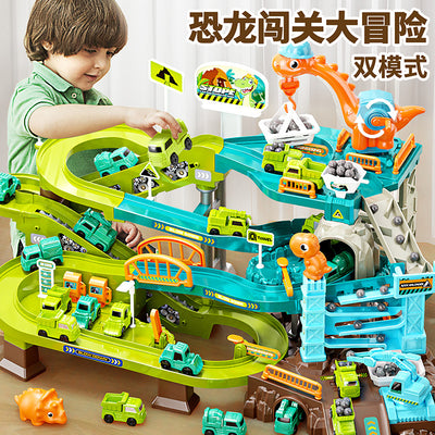 Electric engineering rail car sliding train parking lot car breakthrough adventure boy educational kids toy