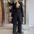 European and american cross-border women's fashion  spring new arrival: elegant mid-length long-sleeve blazer and high-waisted pants set
