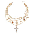 Long cross necklace wholesale pendant retro bow heart stacking design necklace clavicle chain