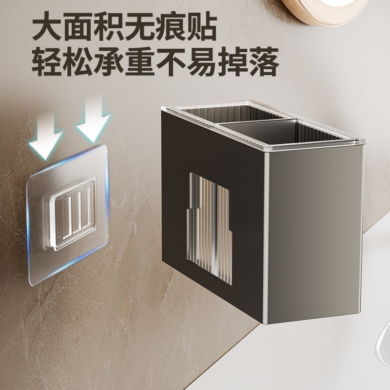 Gun Ash Toilet Shelf No Punching Comb Toothbrush Paste Storage Box Wall Hanging Bathroom Toilet Wash Table Hanger