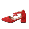 Fashionelegant pointed thick medium heel flats2026 new arrivalslimming lookeasiest for match suede straps pure color breathable women's shoes
