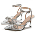 Huizhou new arrival rhinestone transparent high-heeled sandals women's stiletto pointed toe fashion high-heeled shoes one-piece belt toe export