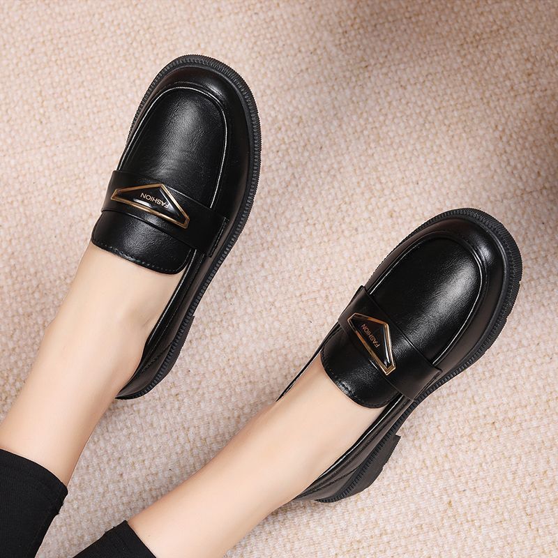 Spring & fall ladieswear shoes soft leather soft bottom flatsplaidflats middle-aged work leather shoes middle-aged and elderly women's loafers