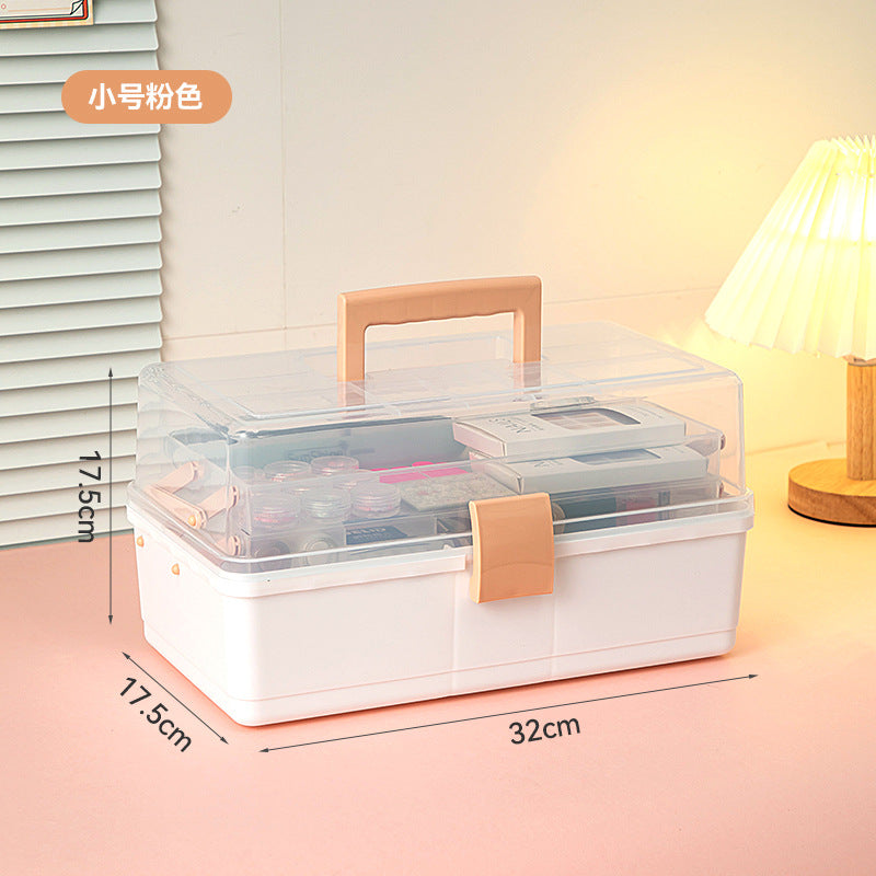 Portable Portable Cosmetics Storage Box Large Capacity Classification Storage Nail Art Tools Organizing Box Foldable Storage Box