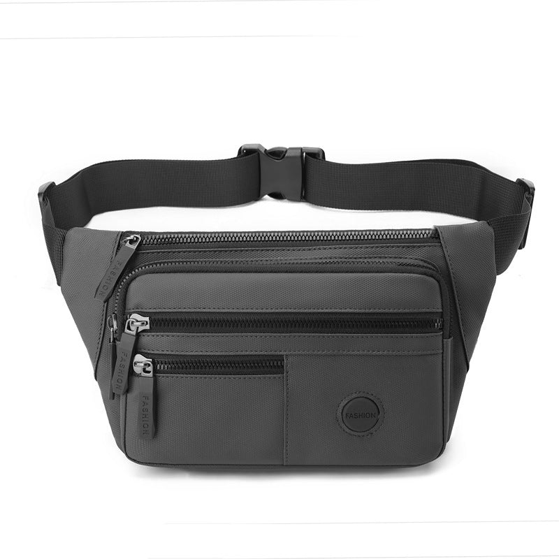 Cross-border new sports fanny pack casual simple leather film men's shoulder messenger bag large capacity multi-layer portable breast bag
