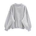 Amazon cross-border e-commerce autumn new arrival: women's gray hoodie - fashionable, casual, loose-fit, versatile v-neck top