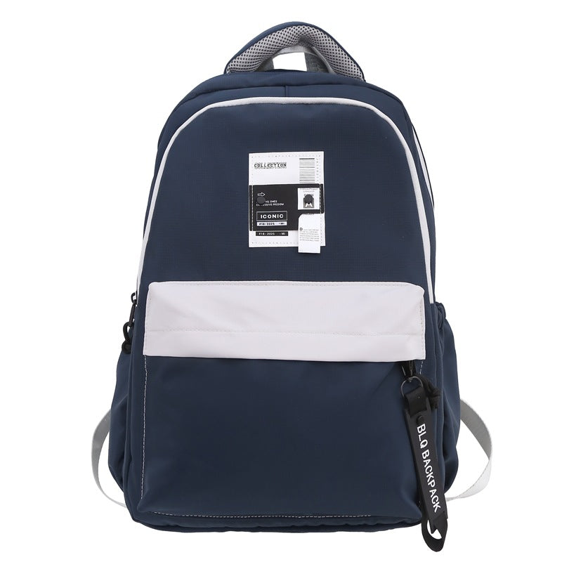 Solid color female Korean version backpack, campus style, junior high school, high school student schoolbag, female simple large-capacity flat backpack