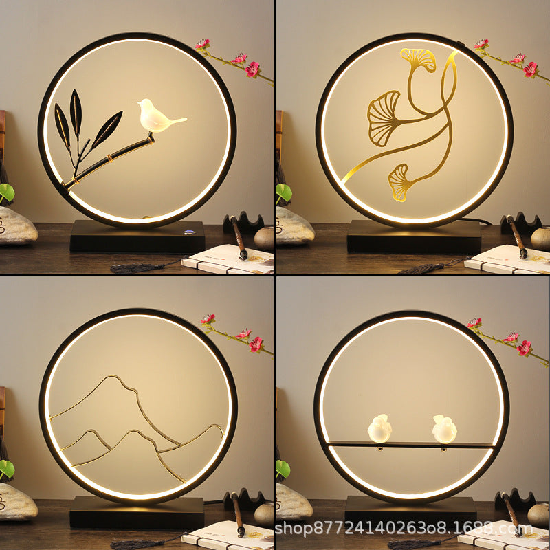 Minimalist modern circle table lamp - bedroom bedside lamp with remote control, creative personalized gift ornament, usb phone charger