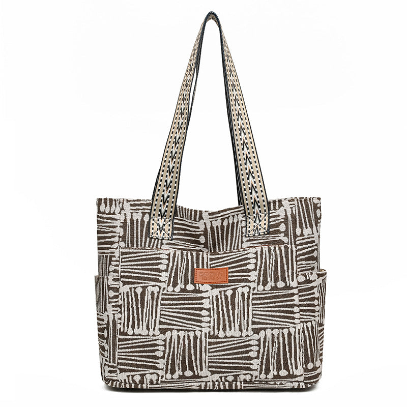 Niche styleeasiest for matchcasualstripes bag for women 2025new arrivalretrofashion large capacity shoulder bag work clothingtote bag