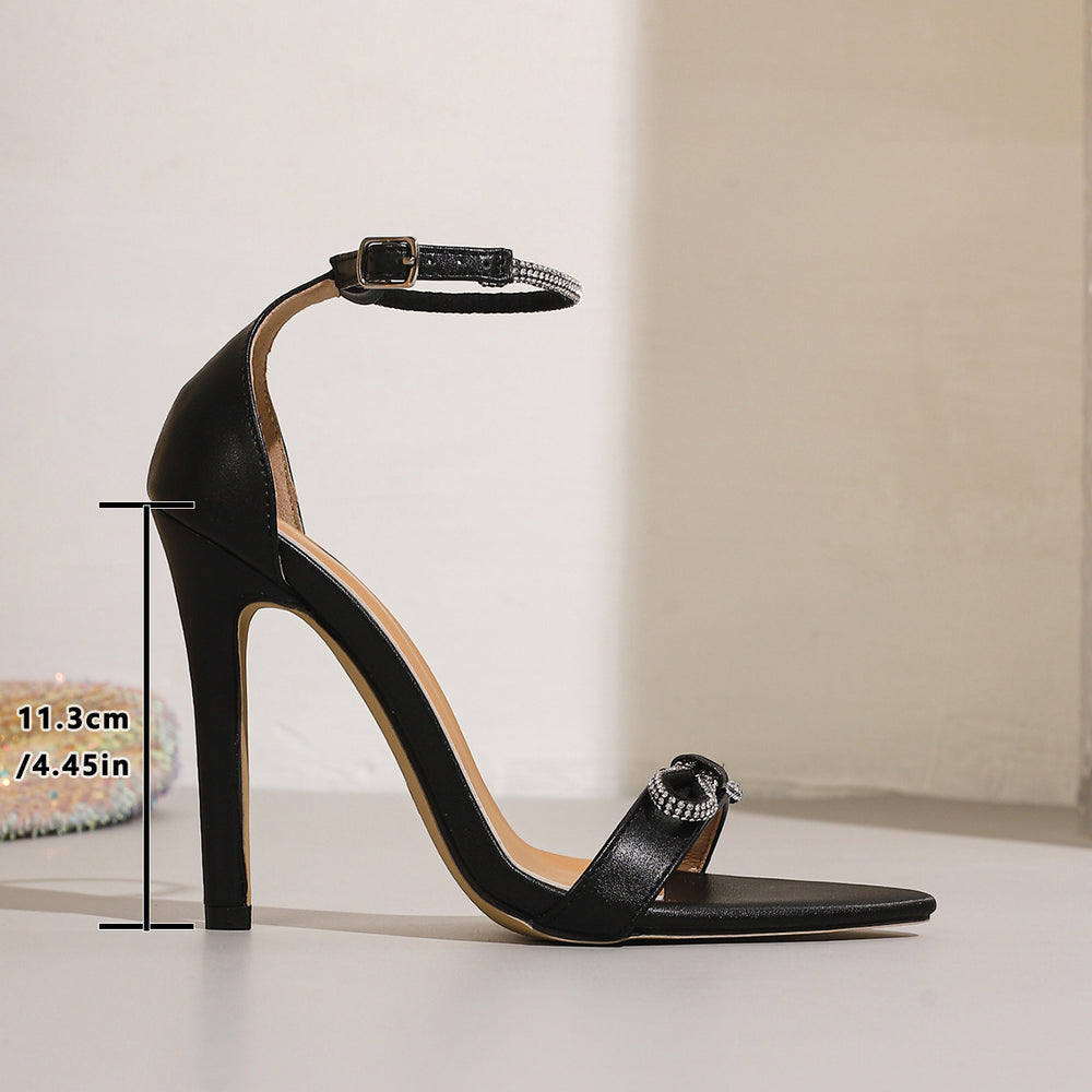 fashionnew arrival butterfly rhinestone pointed toe stiletto sandals transparent crystal heel fashion catwalk women's shoes