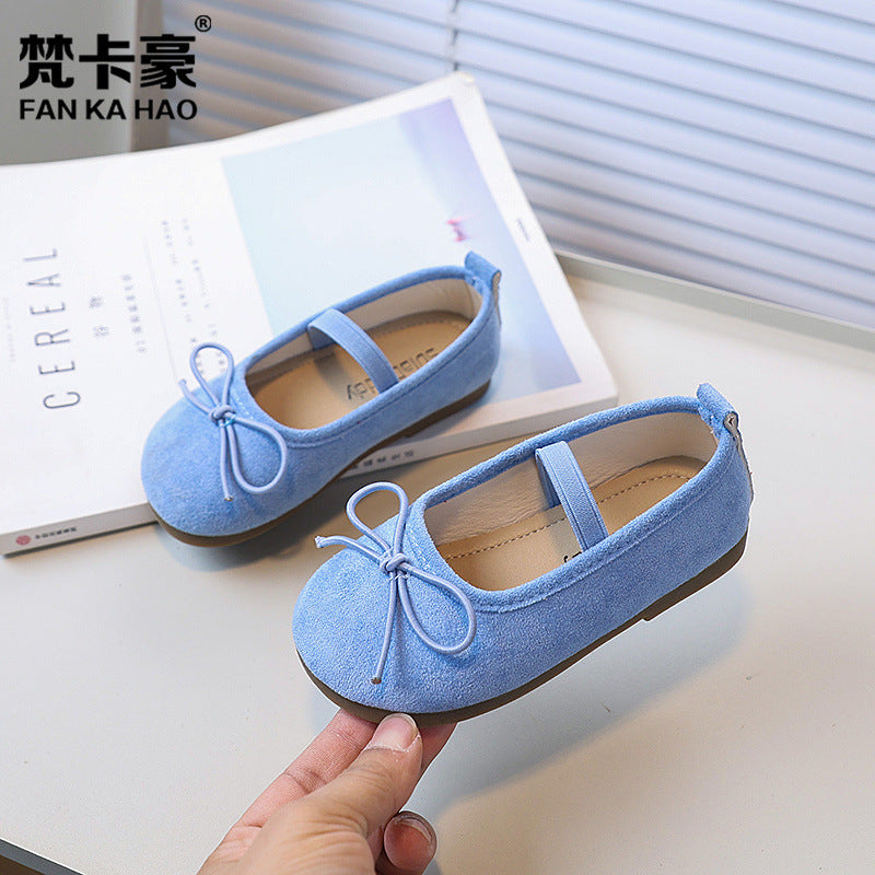Vancahao kids mary jane leather shoes  spring/autumn new girls' bow princess shoes soft sole dance shoes