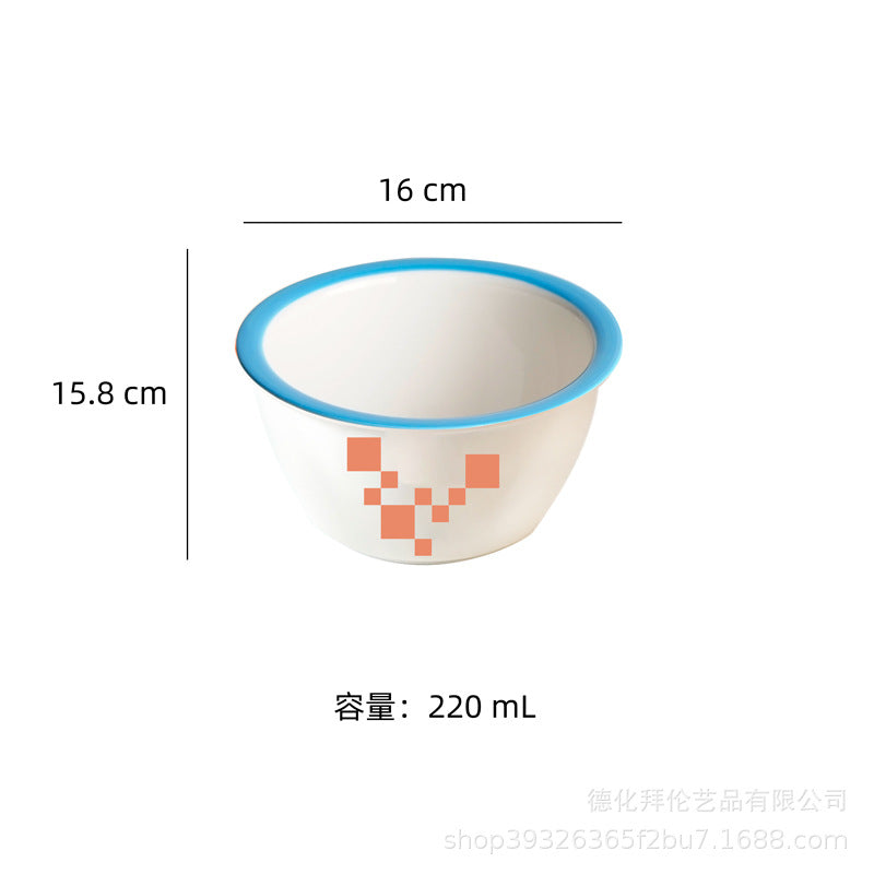 Ins scandinaviancasual style grids geometric fragments creative design color block paint bowl stylish color ceramic bowl