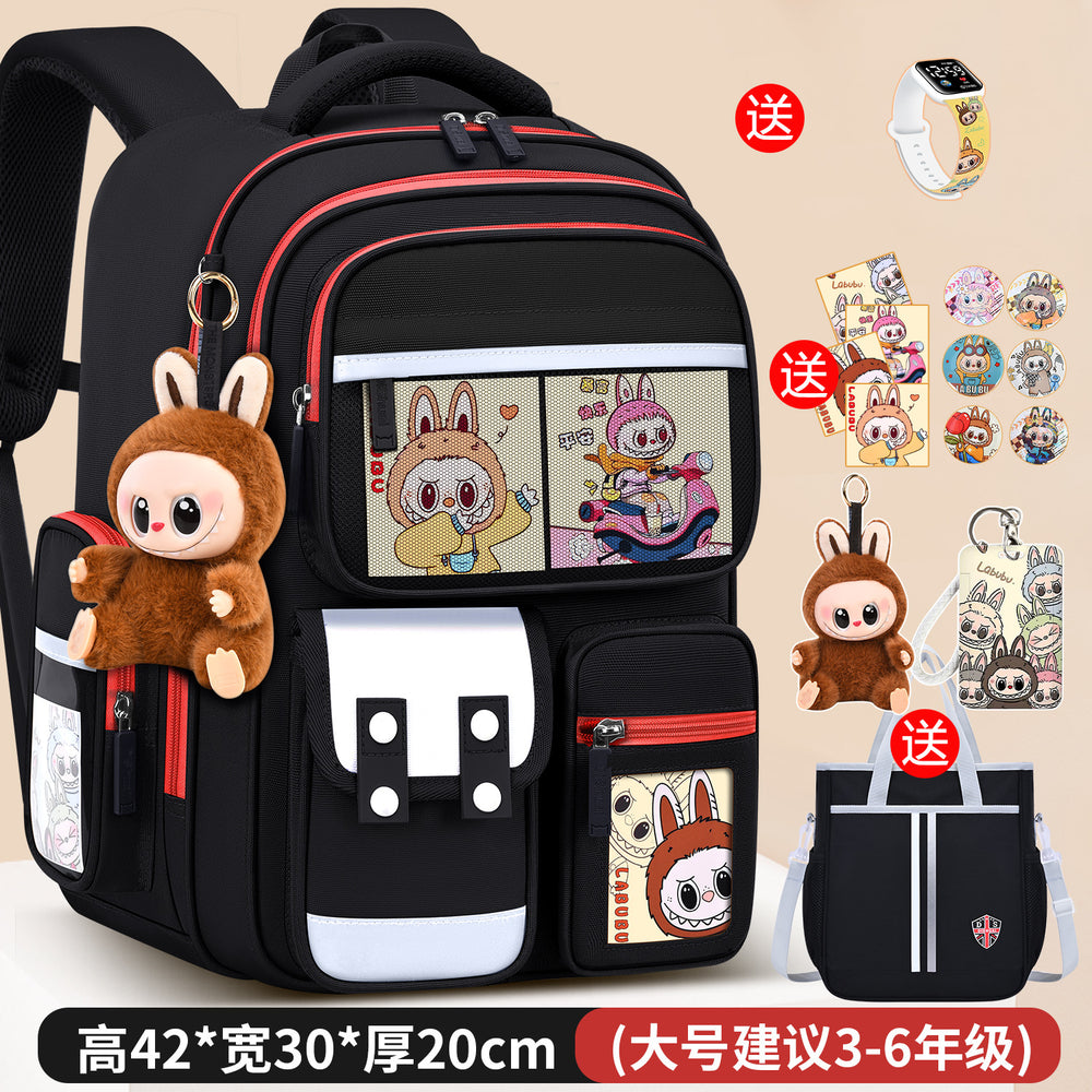 Labubu backpack - new 2026 model for elementary school students (grades 1-6). lightweight, spine-protecting, and load-reducing design for boys and girls