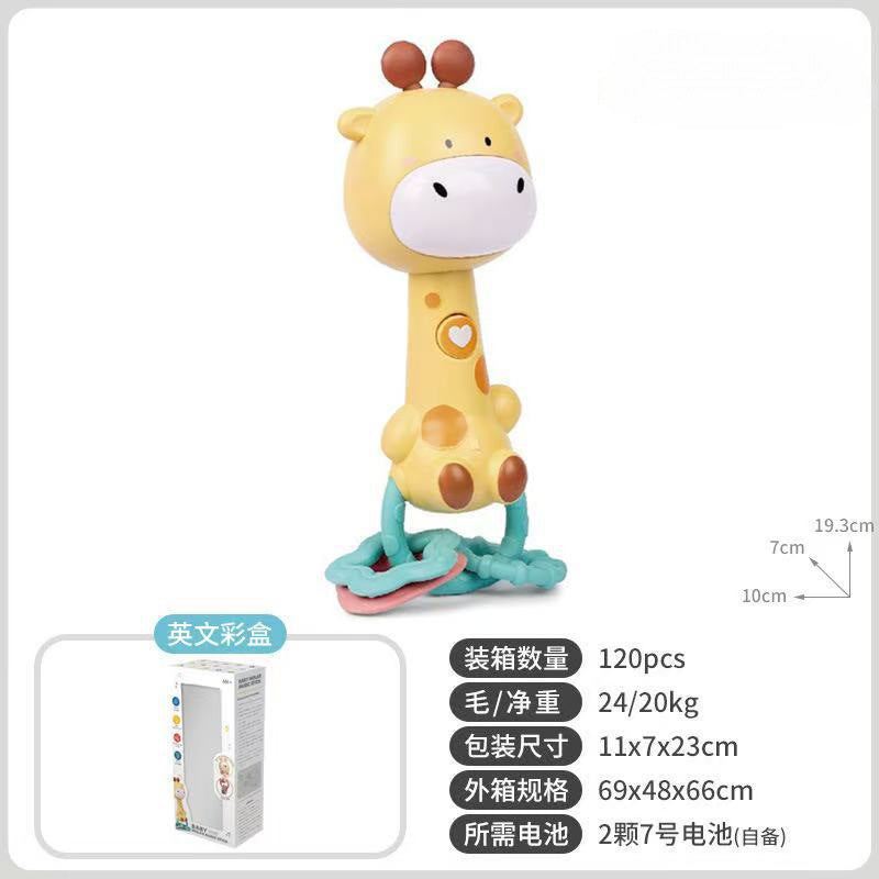 Cross-border  baby soft glue rattle cartoon toothpaste rhythm stick hand grab soothing BB stick light music toy