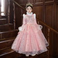 Girls' winter wedding dress, little girl's piano performance outfit, children's formal dress, fleece-lined thickened princess dress