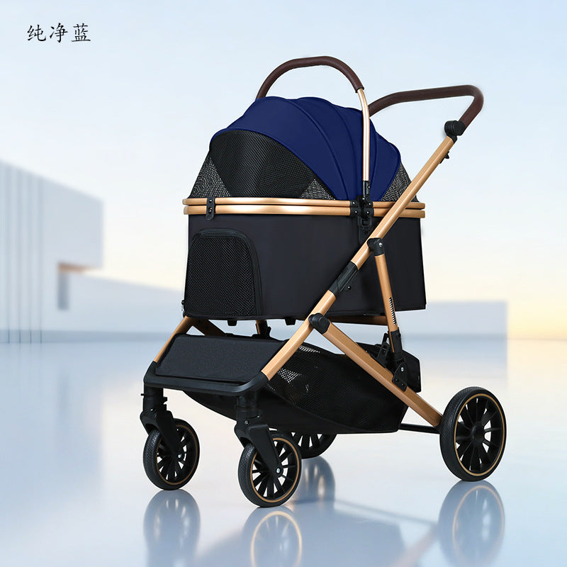 Pet stroller - lightweight, foldable, detachable, for dogs and cats - outdoor pet pushchair, adjustable height, large capacity