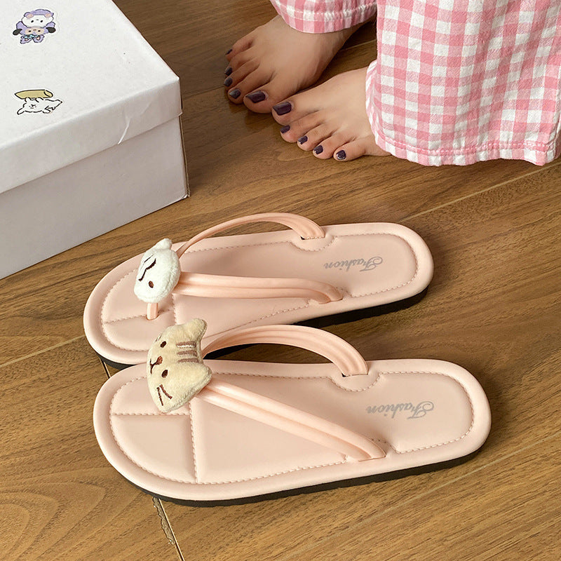 Cute cartoon catfish flip-flops women's outer wear non-slip flip-flops women's soft bottom beach shoes indoor home slippers