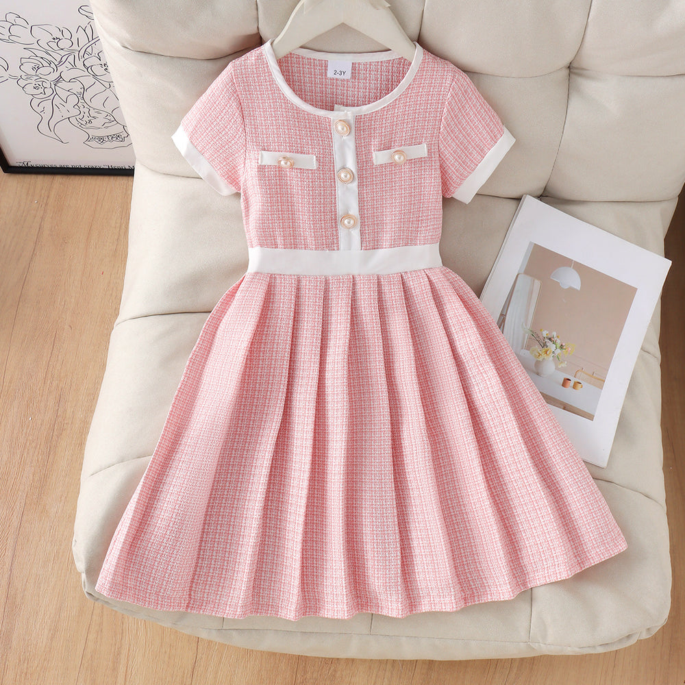 Yellow short-sleeved dress for children