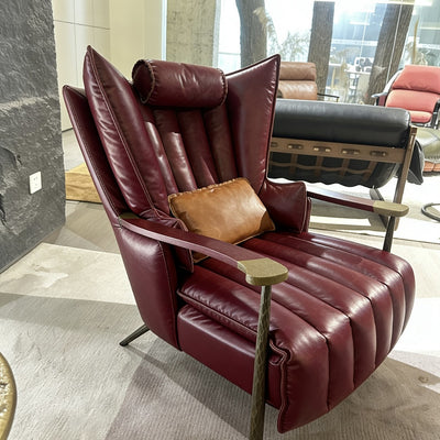 Medieval style single sofa chair retro oil wax casual genuine leather chaise longue cigar chair iron american style master tiger chair