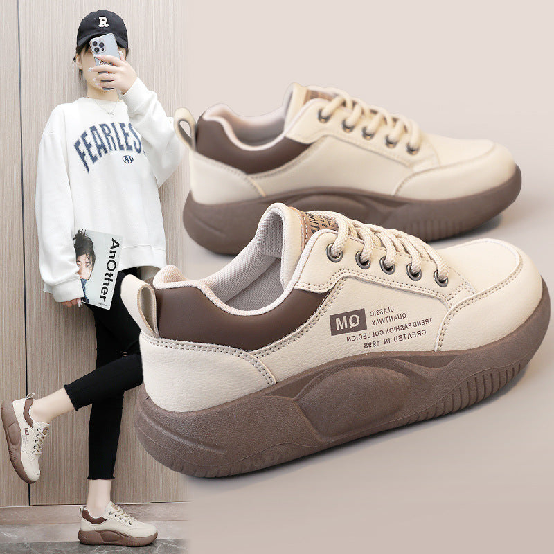 Xq5801 new 2025 spring casual sneakers, chunky sole height increasing shoes, korean style athletic women's shoes, student street style trend