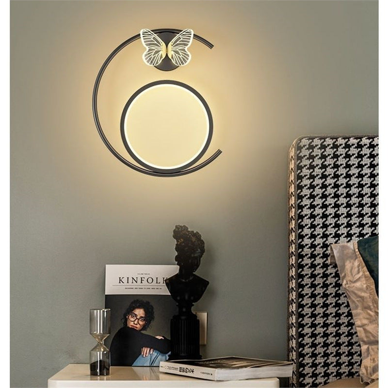 Led modern casualaccessible luxury pastoral for home hotel engineering butterfly gold black wall lamp scandinavian background wall bedside