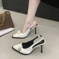 Casualfashion high elegant high heel sandals women's toe cap back hollow metal buckle thin heel flatssummernew arrivaleasiest for match women