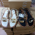 Za women's shoes 2024 summer new arrivals: women's flat sandals with metal buckle embellishments, perfect for the beach