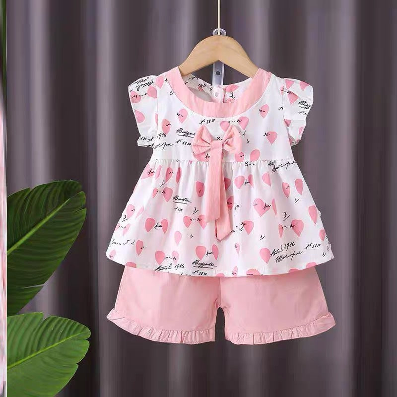 Girls' summer activewear set -  new collection: stylish two-piece short-sleeve outfit for kids, trendy baby clothes