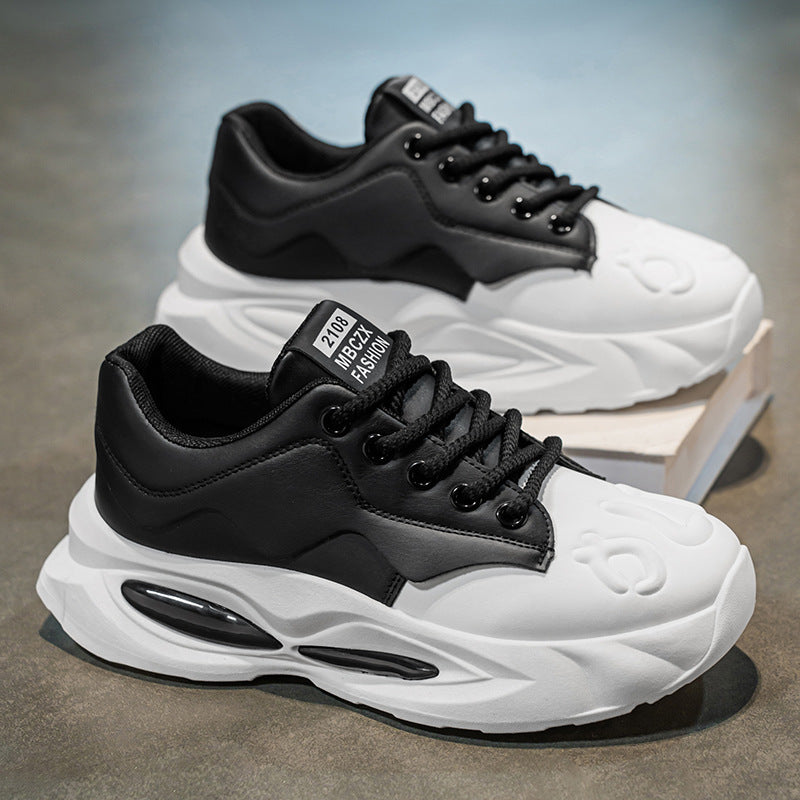 Men's shoes 2025 spring new thick soleeasiest for matchniche stylefashioncasual youth sports heightening dad shoes men