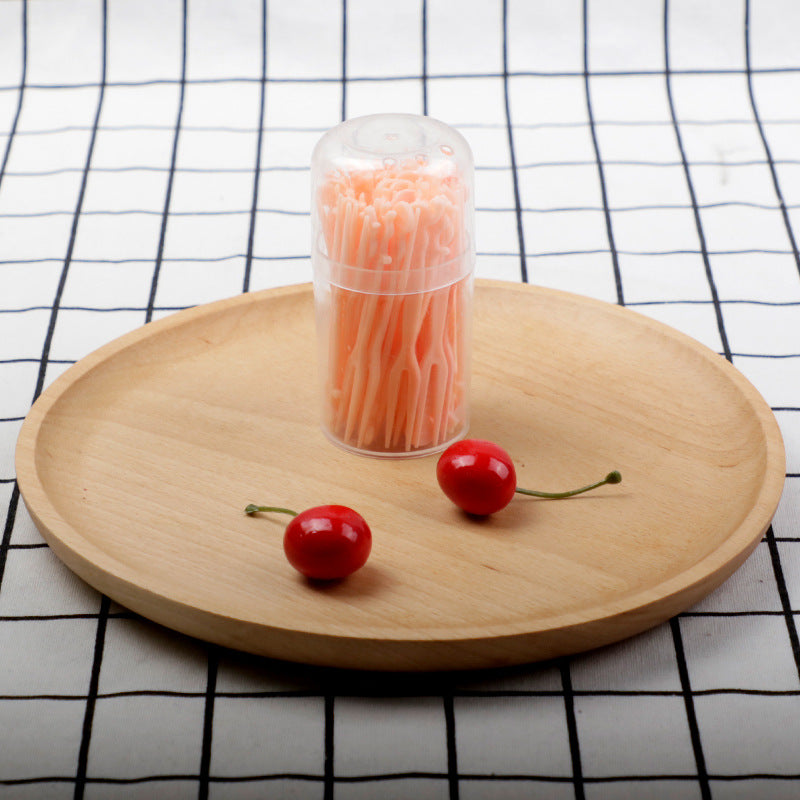 Fruit fork set - disposable plastic two-pronged fruit picks for home use - perfect for fruit, cakes, desserts, and snacks