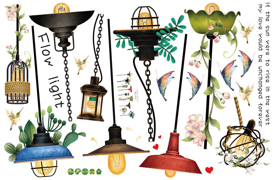 Zhonglan retro ins chandelier, living room sofa dining room study bedroom entrance TV background wall sticker SK9364