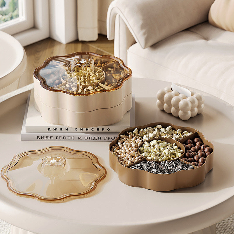 Luxury dried fruit platter - airtight nut & snack display - festive chinese new year home storage box - living room coffee table fruit bowl