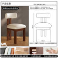 French retro solid wood dining chair - vintage style backrest, light luxury, high-end dining table chair with upholstered seat