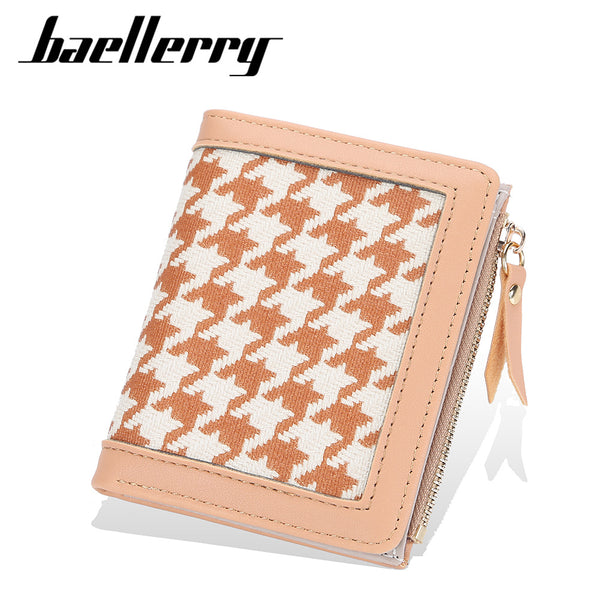 Baellerry new women's short wallet Korean version thousand bird grid zipper multi-card change bag versatile wallet