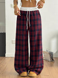 Fashionable elastic waist plaid casual pants for home wear - perfect for , , and cross-border e-commerce